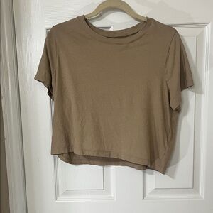 Madewell Cropped Boxy Tee in Taupe